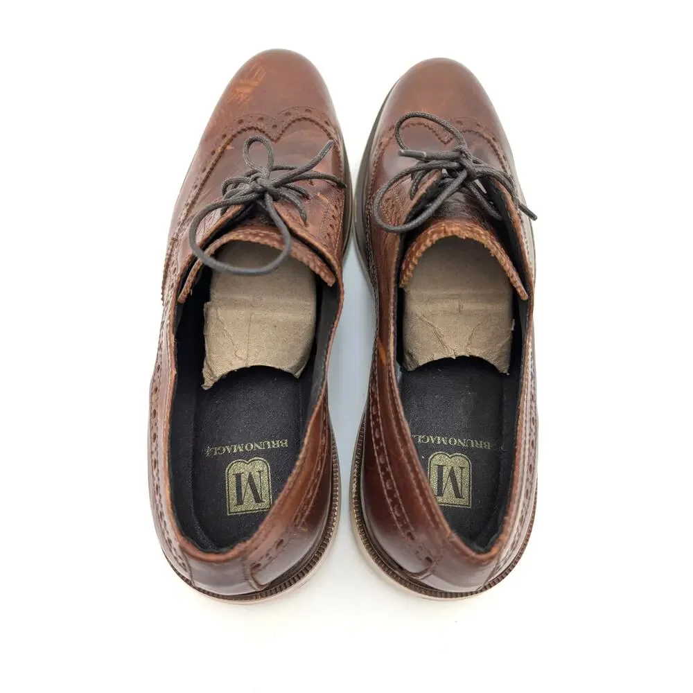 Bruno Magli UGO Lace-Up Oxford Shoes Men's British Tan Ivory Size US13M EU46